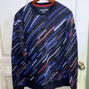 Tommy Hilfiger Sports Men Sz Med Red White  Blue Striped Long Sleeve Pull Over